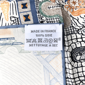 HERMES Silk Twill Super Silk Quest Detail Scarf 45 Bleu Jean Brun Vert