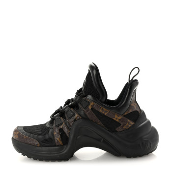 LOUIS VUITTON Calfskin Patent Monogram LV Archlight Sneakers 38 Black