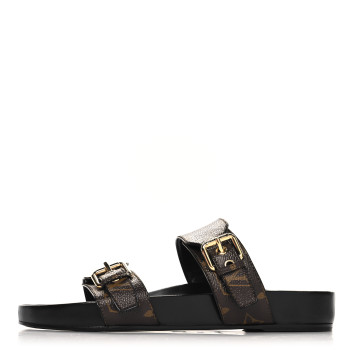 LOUIS VUITTON Monogram Bom Dia Mule Sandals 39 Black