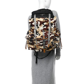 PRADA Tessuto Nylon Camouflage Print Multipocket Backpack Sabbia Caramel