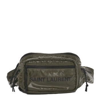 SAINT LAURENT Nylon Logo Nuxx Body Belt Bag Green