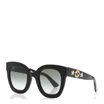 GUCCI Acetate Crystal Star Round Frame Sunglasses GG0208S Black