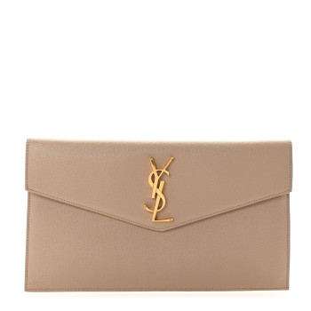 SAINT LAURENT Grain De Poudre Uptown Pouch Dark Beige