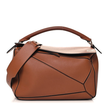 LOEWE Calfskin Medium Puzzle Bag Tan