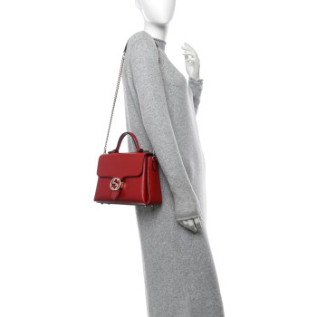 GUCCI Dollar Calfskin Interlocking G Top Handle Shoulder Bag Red