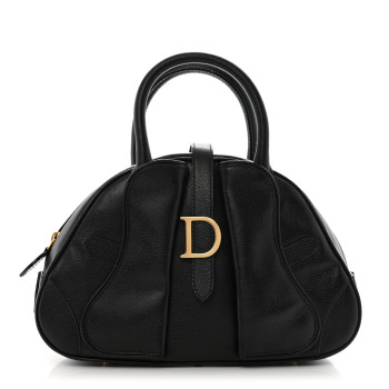 CHRISTIAN DIOR Calfskin Saddle Bowler Black