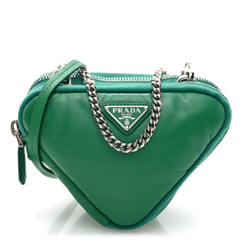 PRADA Nappa Soft Padded Mini Triangle Crossbody Pouch Mango