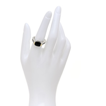 DAVID YURMAN Sterling Silver 18K Yellow Gold Black Onyx Ring 54 7