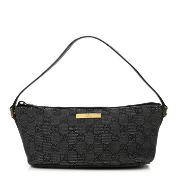 GUCCI Denim Monogram Boat Pochette Black