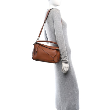LOEWE Calfskin Medium Puzzle Bag Tan