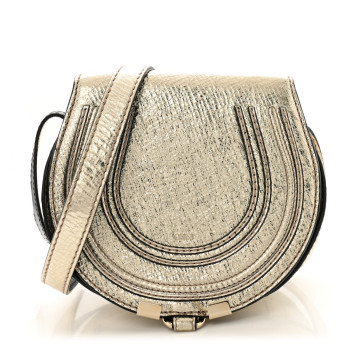 CHLOE Metallic Calfskin Mini Marcie Round Crossbody Bag Gold