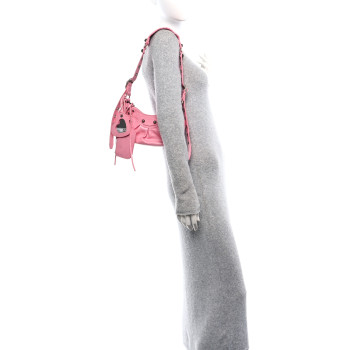 BALENCIAGA Agneau Arena Le Cagole Shoulder Bag XS Candy Pink