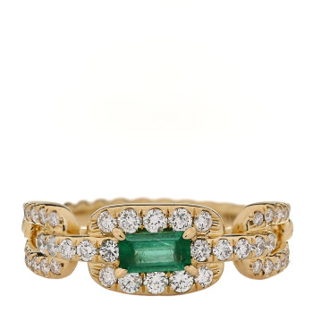 DAVID YURMAN 18K Yellow Gold Emerald Diamond 7mm Stax Chain Link Ring 54 7