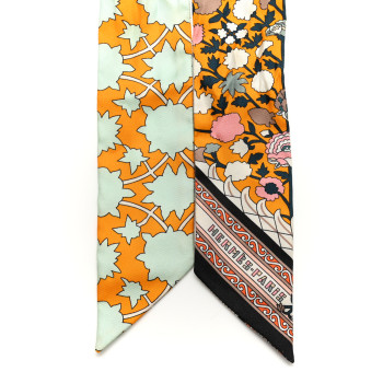 HERMES Silk Tapis Persans Twilly Jaune Aqua Rose Poudre