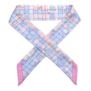 HERMES Silk Bolduc Au Carre Twilly Bleu Pale Rose Pale