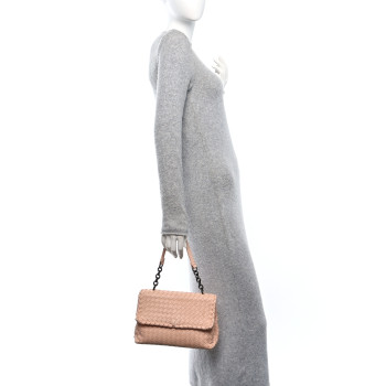 BOTTEGA VENETA Nappa Intrecciato Small Olimpia Shoulder Bag Petale