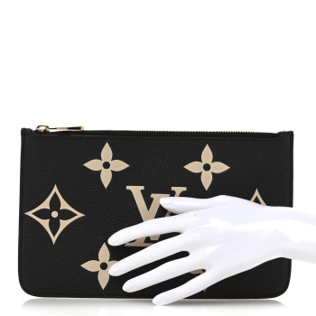 LOUIS VUITTON Empreinte Monogram Giant Neverfull MM Pochette Black Beige