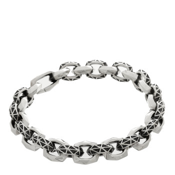 DAVID YURMAN Sterling Silver Black Diamond Faceted Link Bracelet