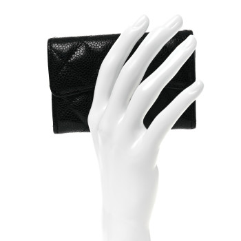 CHANEL Caviar Quilted Flap Card Holder Wallet Black