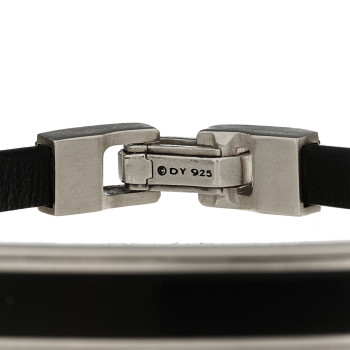 DAVID YURMAN Sterling Silver Leather Black Onyx Deco Bar Station Bracelet