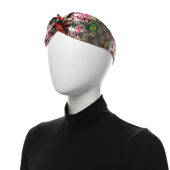 GUCCI Silk Monogram Blooms Print Headband Antique Rose