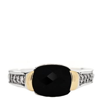 DAVID YURMAN Sterling Silver 18K Yellow Gold Black Onyx Ring 54 7