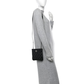 CHANEL Lambskin Quilted Uniform Crossbody Bag Black