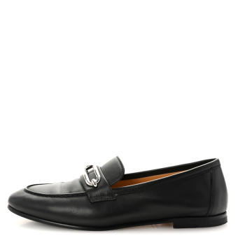 HERMES Calfskin Womens Colette Loafers 36 Black