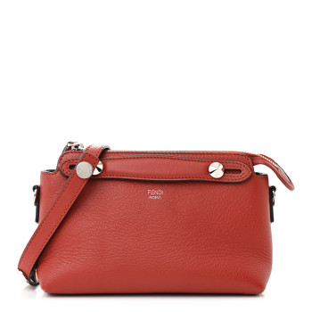 FENDI Vitello Dolce Mini By The Way Boston Bag Burgundy