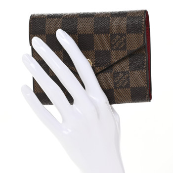 LOUIS VUITTON Damier Ebene Victorine Wallet Red
