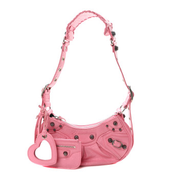 BALENCIAGA Agneau Arena Le Cagole Shoulder Bag XS Candy Pink