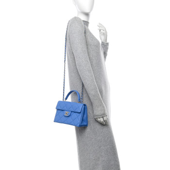 CHANEL Caviar Quilted Mini Retro Twist Top Handle Flap Blue