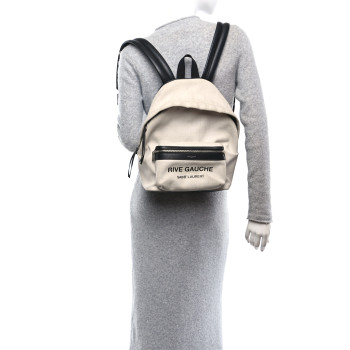 SAINT LAURENT Canvas Rive Gauche Mini City Backpack White Black