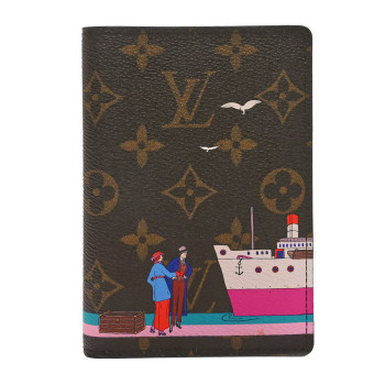 LOUIS VUITTON Monogram 2016 Christmas Animation Passport Cover Rose Ballerine