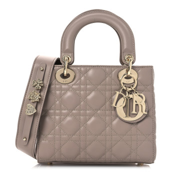 CHRISTIAN DIOR Lambskin Cannage Small My ABCDior Lady Dior Taupe