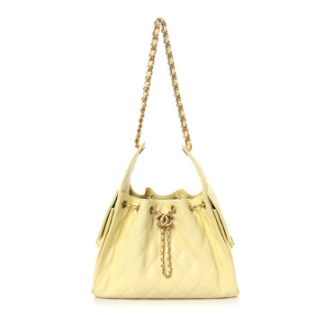 CHANEL Caviar Quilted Small Chanel 25 Handbag Light Yellow