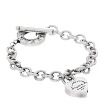 TIFFANY Sterling Silver Return to Tiffany Heart Tag Heart Lock Charm Bracelet