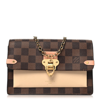 LOUIS VUITTON Damier Ebene Vavin Chain Wallet Creme