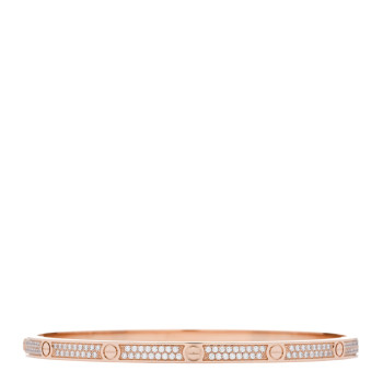CARTIER 18K Pink Gold Diamond Small LOVE Paved Bracelet 18