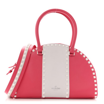 VALENTINO GARAVANI Vitello Colorblock Free Rockstud Top Handle Shoulder Bag Pink Optic White