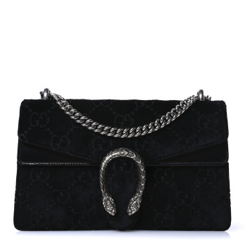 GUCCI Velvet GG Monogram Small Dionysus Shoulder Bag Black