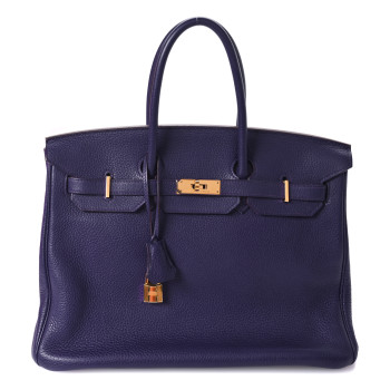 HERMES Taurillon Clemence Birkin 35 Iris