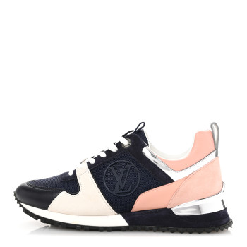 LOUIS VUITTON Suede Calfskin Run Away Sneakers 36.5 Blue Pink White