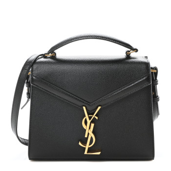 SAINT LAURENT Grain de Poudre Mini Classic Monogram Cassandra Top Handle Black