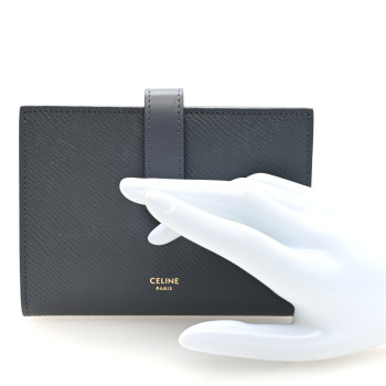 CELINE Grained Calfskin Medium Multifunction Strap Wallet Grey