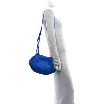 BOTTEGA VENETA Nappa Intrecciato Messenger Bag Blue
