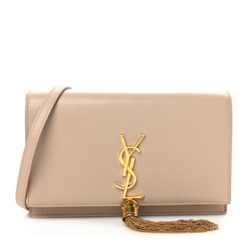 SAINT LAURENT Smooth Calfskin Classic Monogram Kate Tassel Chain Wallet Nude Powder