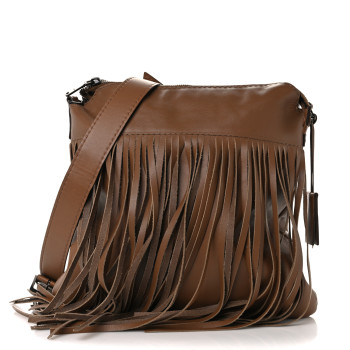 MIU MIU City Calf Fringe Hobo Cannella