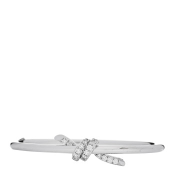 TIFFANY 18K White Gold Diamond Knot Wire Bangle Bracelet