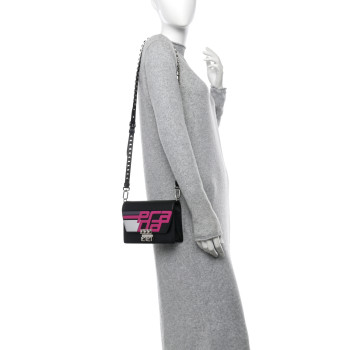 PRADA City Calfskin Saffiano Racing Logo Elektra Shoulder Bag Fuxia Black